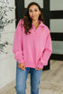 Bonbon Delight Half Zip Pullover in Pink - LISA MARIE BOUTIQUE - Womens - Small -