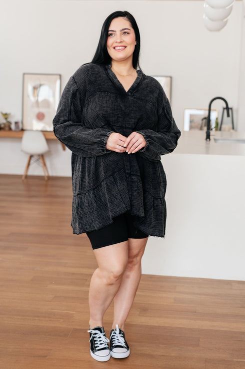 Borrowed Time Mineral Wash V - Neck Dress - LISA MARIE BOUTIQUE - Dresses - Small -