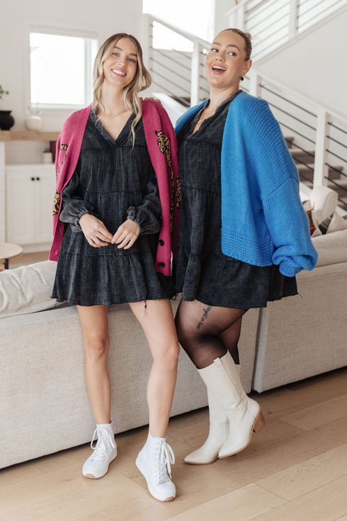 Borrowed Time Mineral Wash V - Neck Dress - LISA MARIE BOUTIQUE - Dresses - Small -