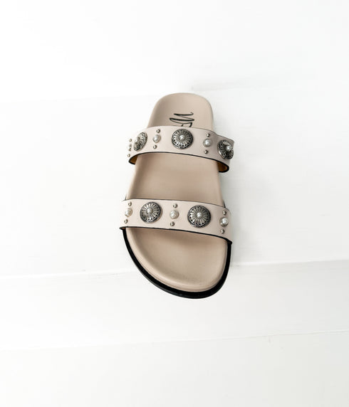 Briallen Western Studded Pearl Sandal in Cream