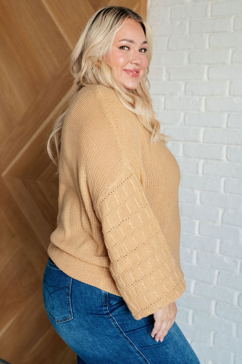 Bubbly Personality Bubble Sleeve Sweater in Wheat - LISA MARIE BOUTIQUE - Tops - Small -