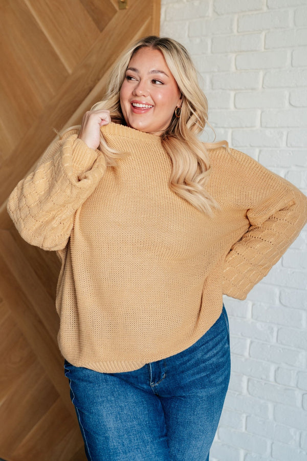 Bubbly Personality Bubble Sleeve Sweater in Wheat - LISA MARIE BOUTIQUE - Tops - Small -