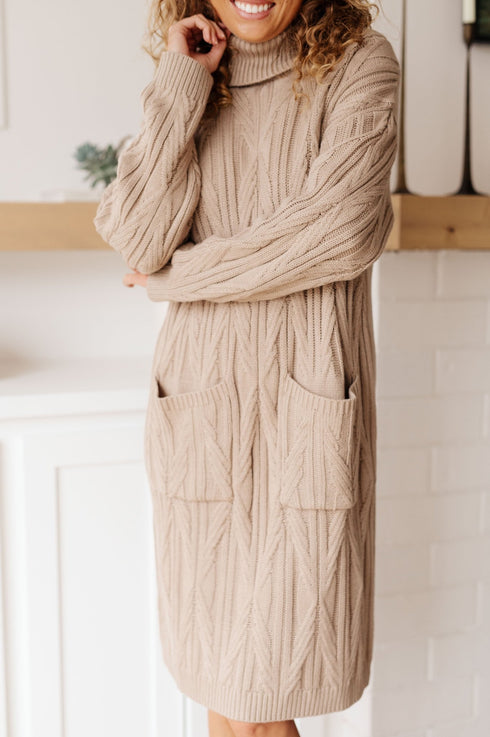 Bundled Beauty Turtleneck Sweater Dress - LISA MARIE BOUTIQUE - Dresses - Small -