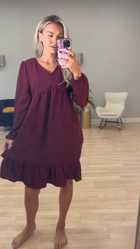 Burgundy Bliss Dress - LISA MARIE BOUTIQUE - S -