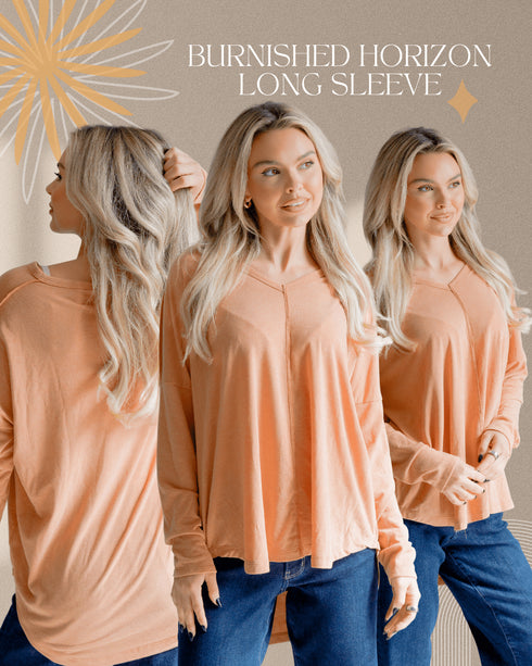 Burnished Horizon Long Sleeve Top - LISA MARIE BOUTIQUE - S -