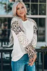 Contrast Leopard Panel Balloon Sleeve Tee