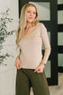 Can You Believe It Basic Long Sleeve Top In Sand - LISA MARIE BOUTIQUE - Womens - Small -