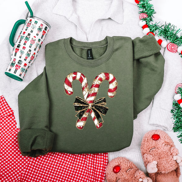 Candy Cane Christmas Graphic Tee and Sweatshirt - LISA MARIE BOUTIQUE - Womens - Tee - Small -