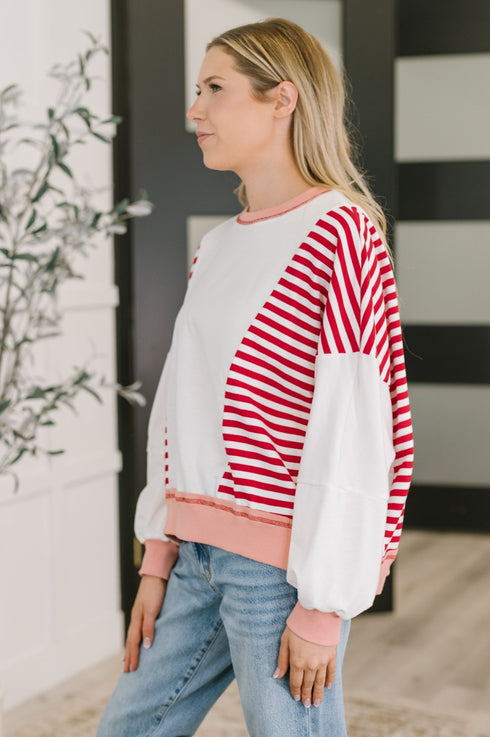 Candy Stripes & Chill Sweatshirt - LISA MARIE BOUTIQUE - Womens - Small -