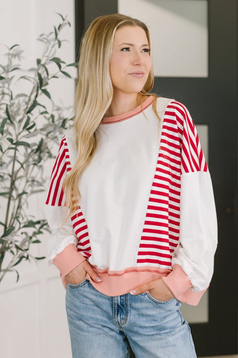 Candy Stripes & Chill Sweatshirt - LISA MARIE BOUTIQUE - Womens - Small -