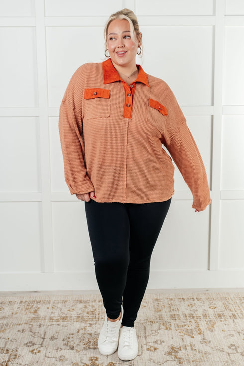 Can't Imagine Why Waffle Knit Contrast Trim Top - LISA MARIE BOUTIQUE - Tops - Small -