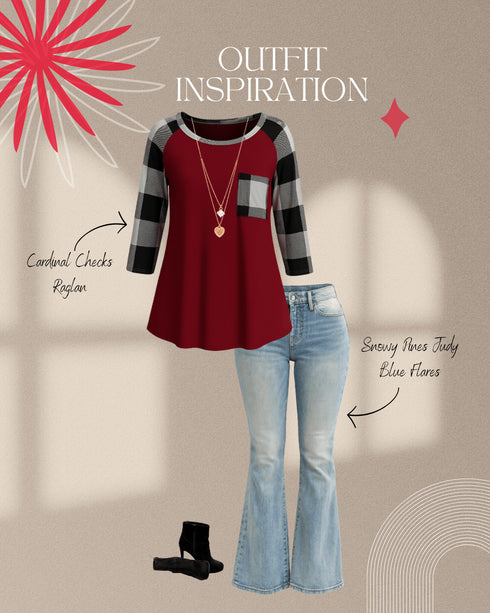 Cardinal Checks Raglan - LISA MARIE BOUTIQUE - S -