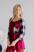 Cardinal Checks Raglan - LISA MARIE BOUTIQUE - S -