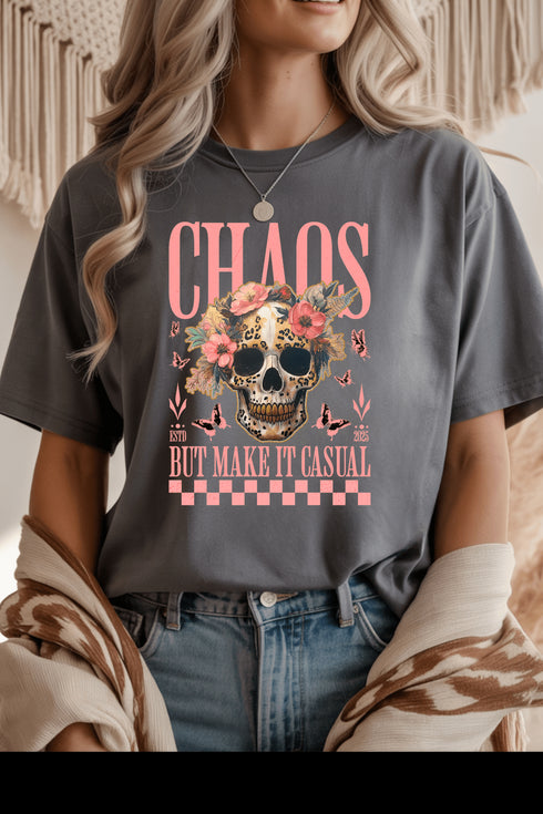 Casual Chaos T-Shirt - LISA MARIE BOUTIQUE - S - Graphite Heather Gildan Tee -