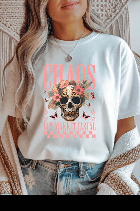Casual Chaos T-Shirt - LISA MARIE BOUTIQUE - S - White Gildan Tee -
