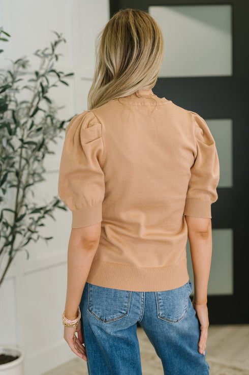 Casually Classy Puff Sleeve Blouse in Brush - LISA MARIE BOUTIQUE - Womens - Small -