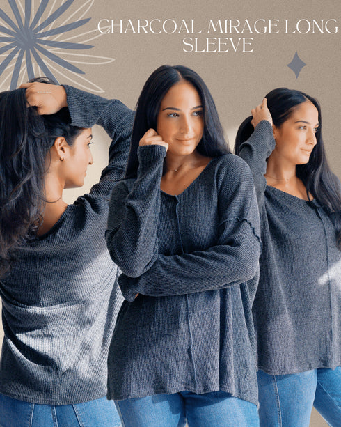 Charcoal Mirage Long Sleeve - LISA MARIE BOUTIQUE - S -