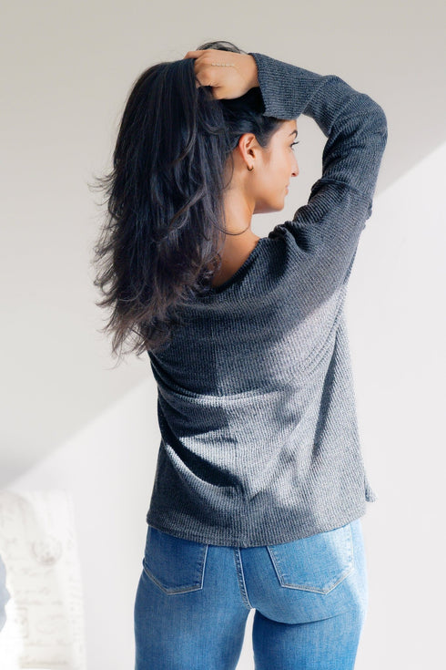 Charcoal Mirage Long Sleeve - LISA MARIE BOUTIQUE - S -