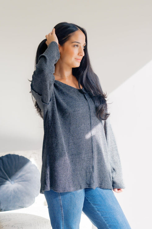 Charcoal Mirage Long Sleeve - LISA MARIE BOUTIQUE - S -