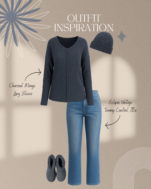 Charcoal Mirage Long Sleeve - LISA MARIE BOUTIQUE - S -