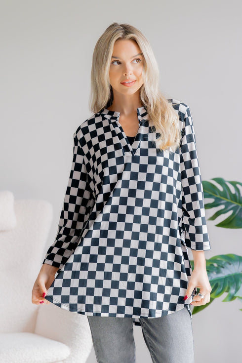 Chic Eve Check Top - LISA MARIE BOUTIQUE - S -
