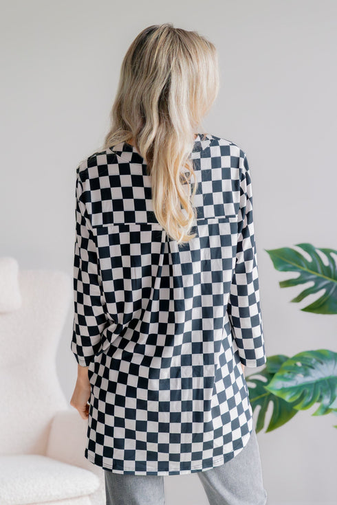 Chic Eve Check Top - LISA MARIE BOUTIQUE - S -