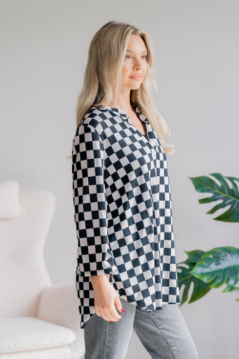 Chic Eve Check Top - LISA MARIE BOUTIQUE - S -
