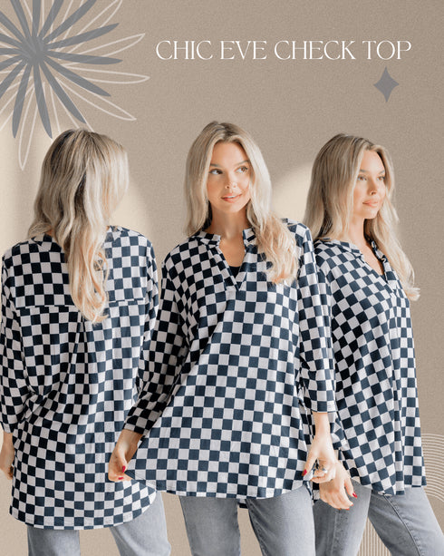 Chic Eve Check Top - LISA MARIE BOUTIQUE - S -