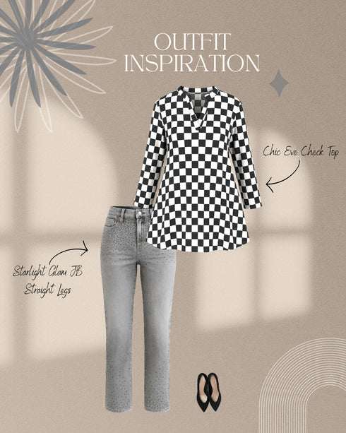 Chic Eve Check Top - LISA MARIE BOUTIQUE - S -