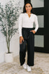 City Ease Wide Leg Bottoms in Black - LISA MARIE BOUTIQUE - Womens - Small -