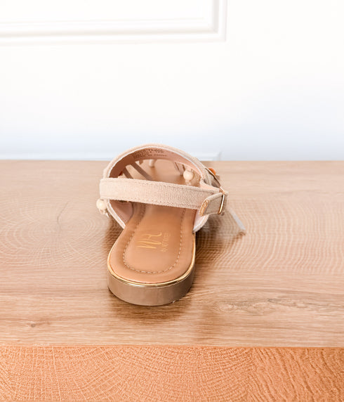 Claremont Fringe Sandal in Beige