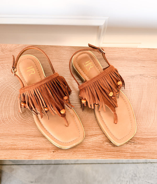 Claremont Fringe Sandal in Tan