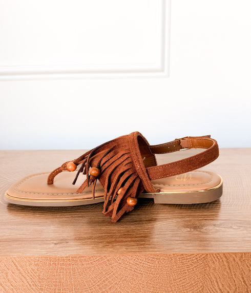Claremont Fringe Sandal in Tan