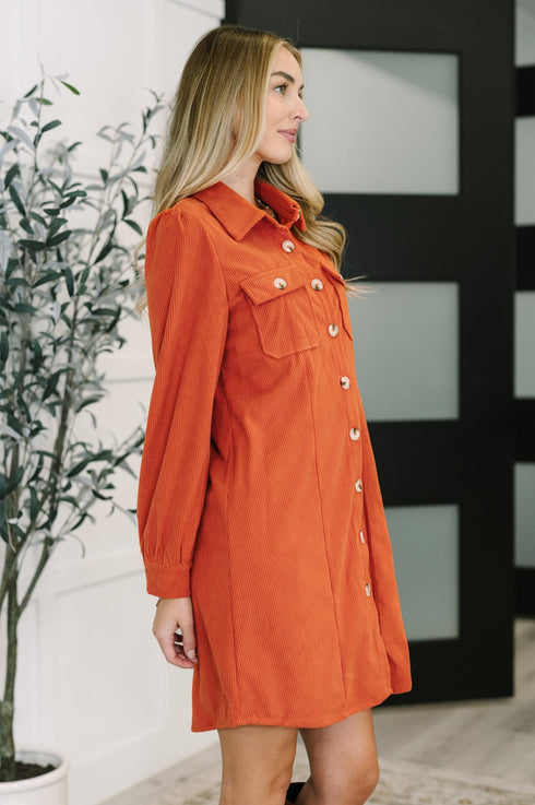 Clever in Corduroy Shirt Dress - LISA MARIE BOUTIQUE - Womens - Small -