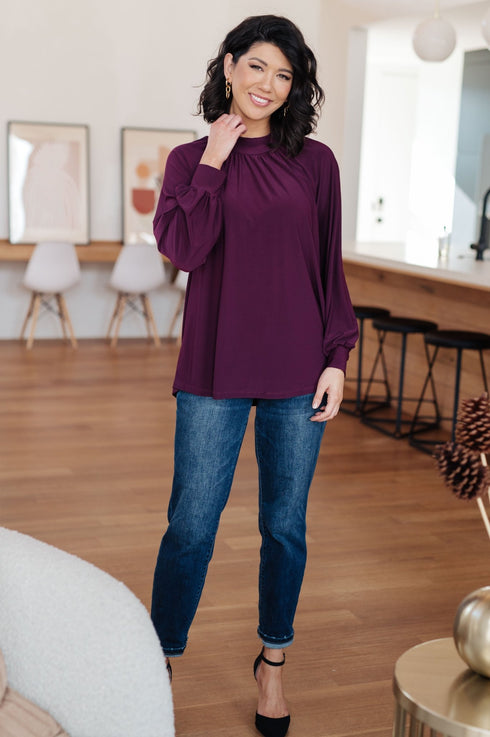 Closing Time Mock Neck Blouse - LISA MARIE BOUTIQUE - Tops - Small -