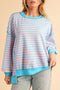 Color Clash Drop Shoulder Long Sleeve - LISA MARIE BOUTIQUE - Womens - Small -
