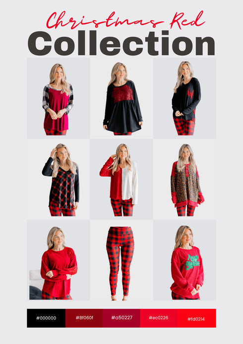 Crimson Cabin Plaid V - Neck - LISA MARIE BOUTIQUE - S -