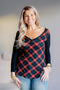Crimson Cabin Plaid V - Neck - LISA MARIE BOUTIQUE - S -