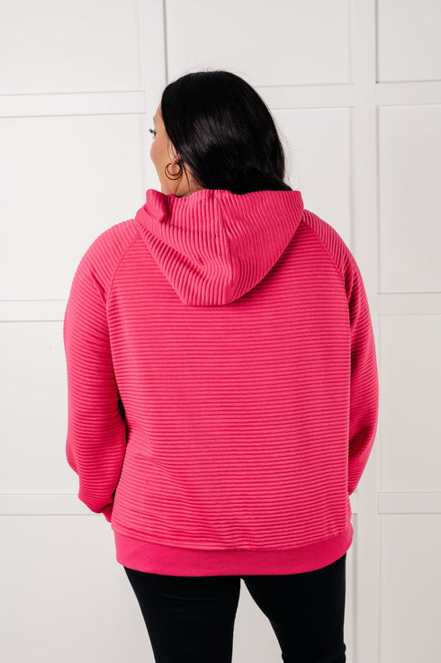 Crosswalk Textured Hoodie in Rose - LISA MARIE BOUTIQUE - Tops - Small -
