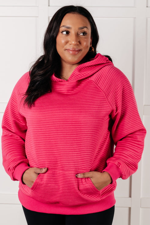 Crosswalk Textured Hoodie in Rose - LISA MARIE BOUTIQUE - Tops - Small -