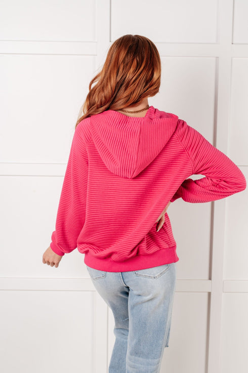 Crosswalk Textured Hoodie in Rose - LISA MARIE BOUTIQUE - Tops - Small -