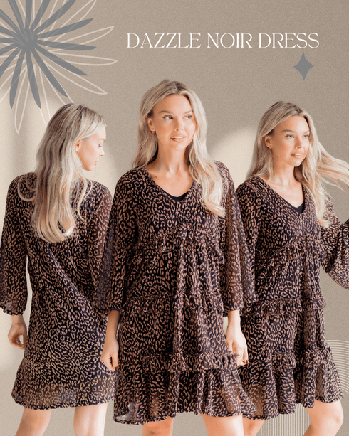 Dazzle Noir Dress - LISA MARIE BOUTIQUE - S -