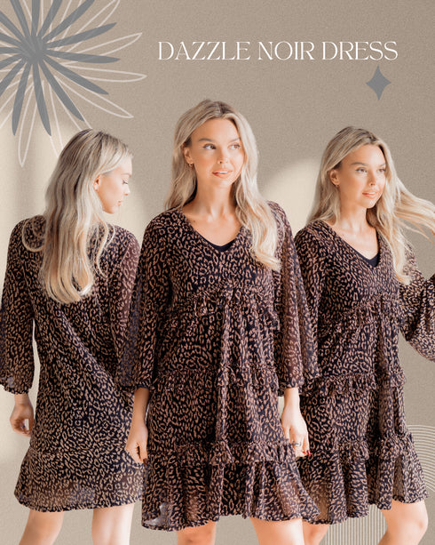 Dazzle Noir Dress - LISA MARIE BOUTIQUE - S -