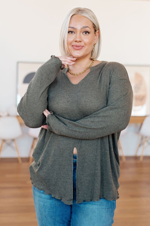 Don't Be Careless Ribbed Knit Top - LISA MARIE BOUTIQUE - Tops - Small -