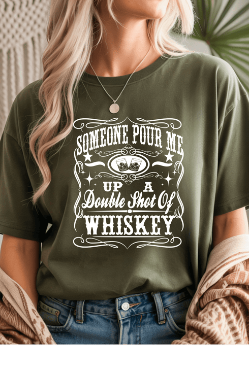 Double Shot T-Shirt - LISA MARIE BOUTIQUE - S - Military Green Gildan Tee -