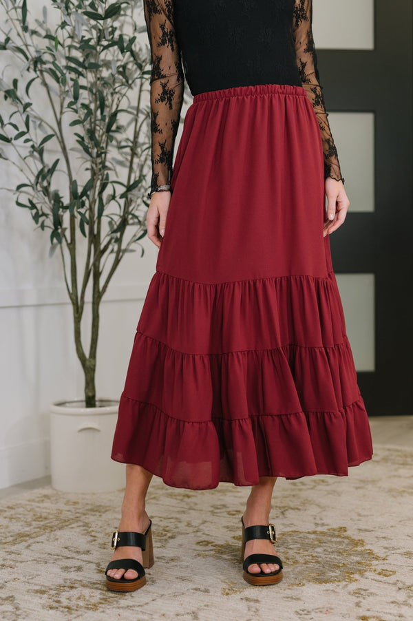 Easy Pick Tiered Maxi Skirt - LISA MARIE BOUTIQUE - Womens - Small -