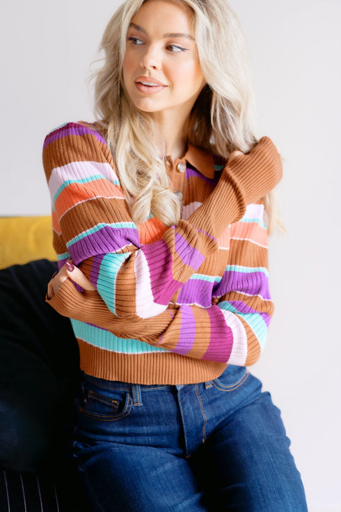 Enchanted Hues Crop Sweater - LISA MARIE BOUTIQUE - S -
