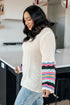 End of the Story Striped Sleeve Sweater - LISA MARIE BOUTIQUE - Tops - Small -