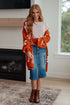 Enough Anyways Floral Cardigan in Burnt Orange - LISA MARIE BOUTIQUE - Layers - Small -