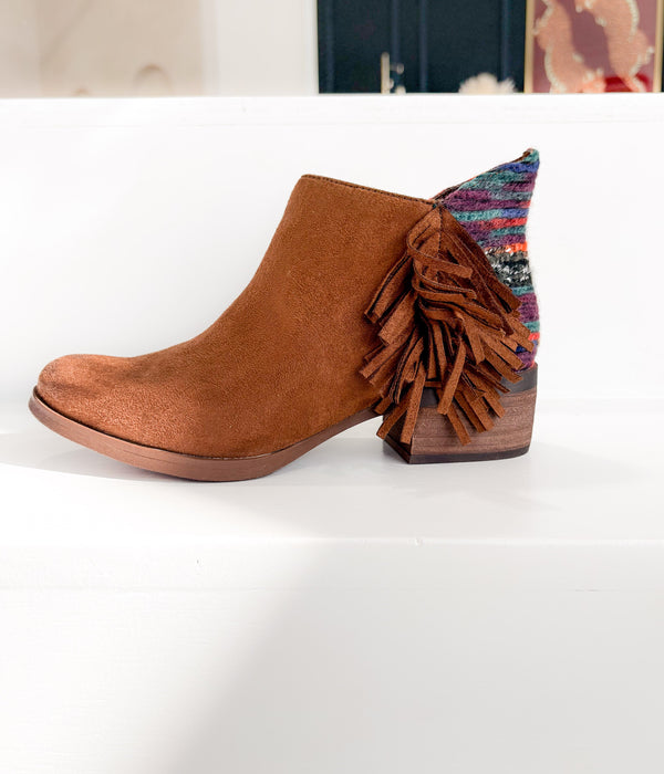 Etty Fringe Ankle Boot in Tan